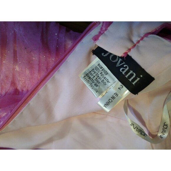 Jovani Pink Prom Dress Womens Sz 2 Mermaid Shoulder Straps Rhinestones Netting - Picture 11 of 15